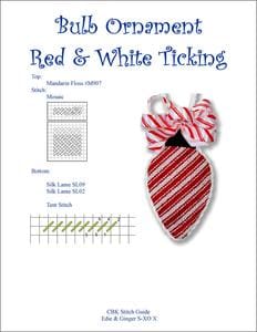 A red and white ticking ornament with a bow.
