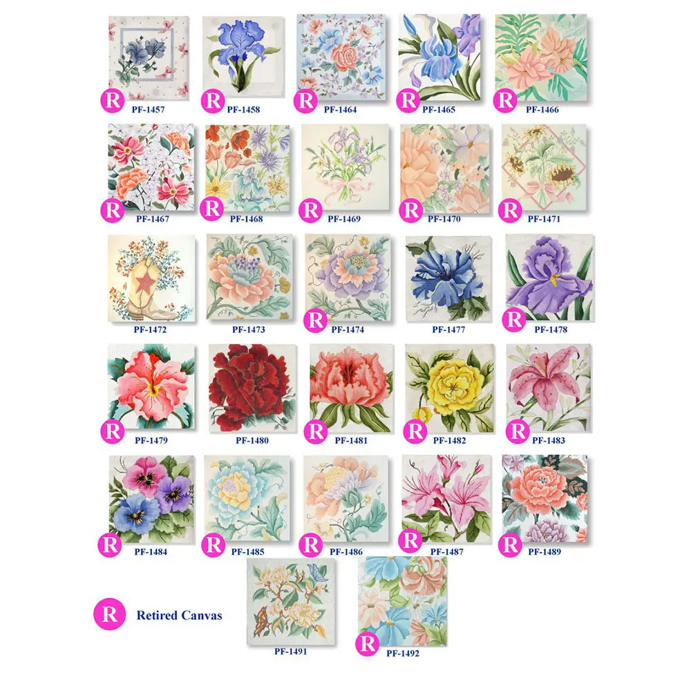A beautiful hand-painted chart showcasing an array of flower species.