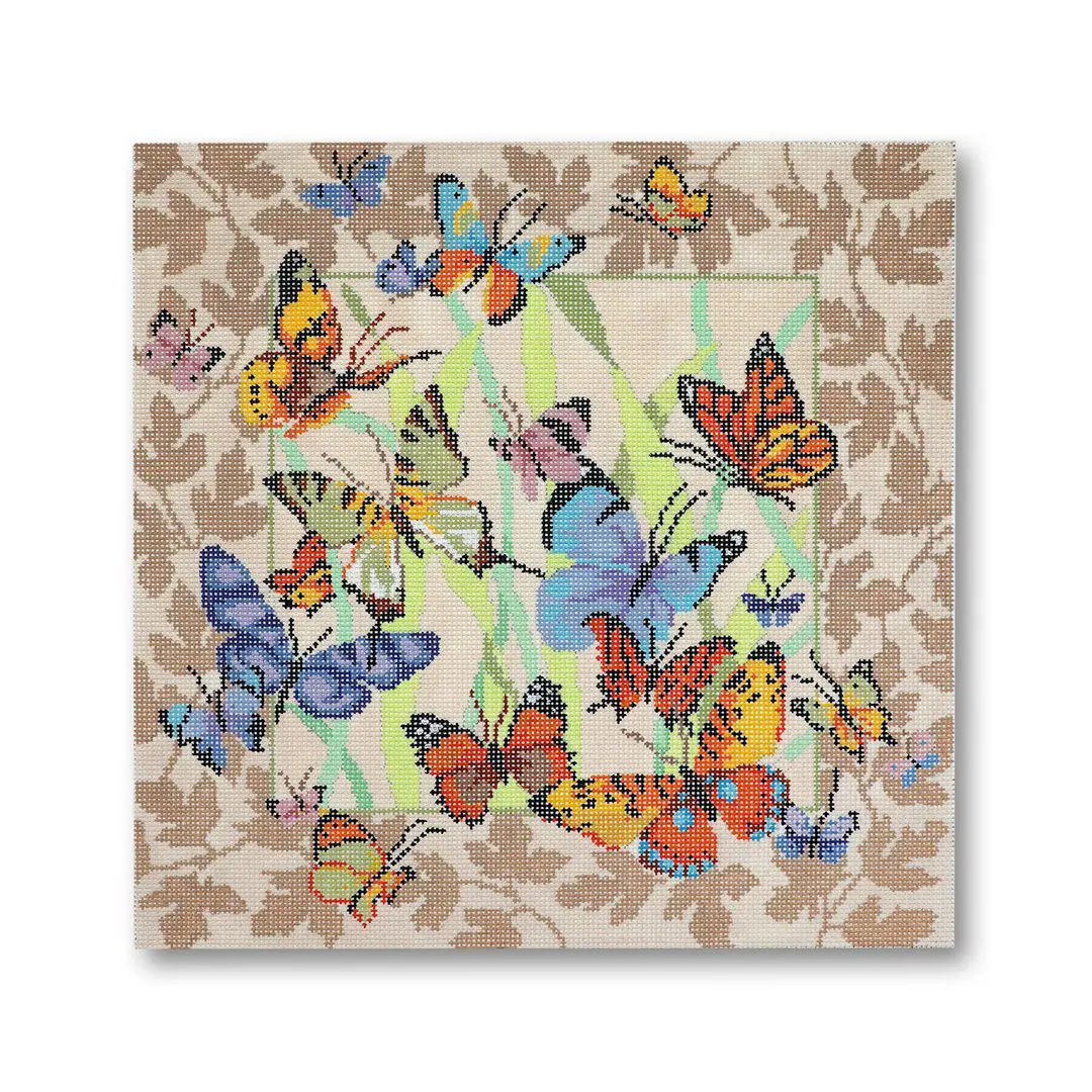 A vibrant wall hanging adorned with enchanting butterflies, designed by Cecilia Eriksen.
