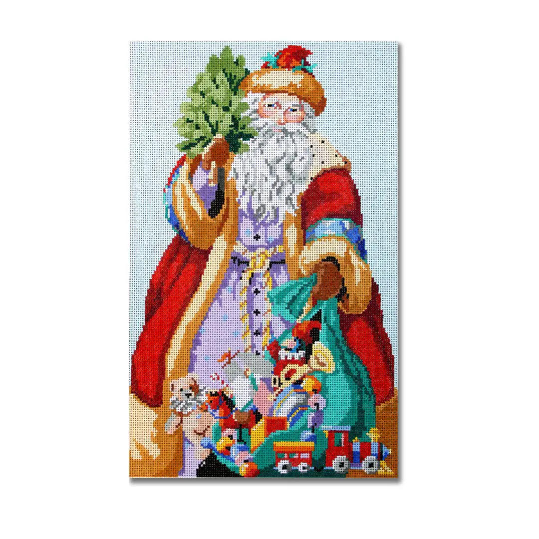 A picture of Santa Claus holding gifts, featuring Cecilia Ohm Eriksen.