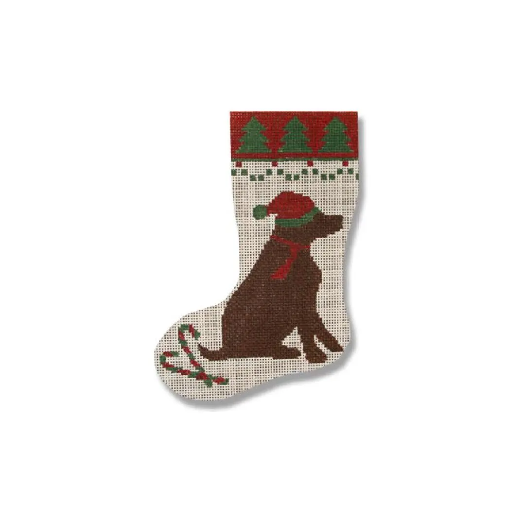 A Christmas stocking featuring a dog.