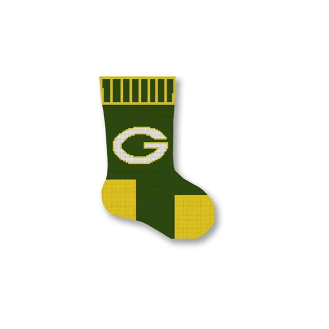 Green Bay Packers Christmas stocking featuring Cecilia Ohm Eriksen.