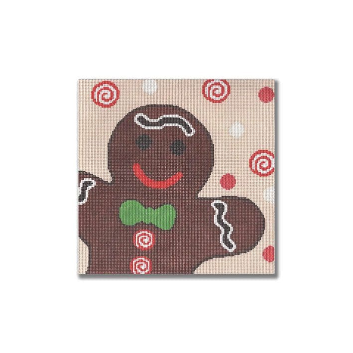 Cecilia Ohm Eriksen created a festive composition featuring a gingerbread man adorned with candy canes, set against a cozy beige background.