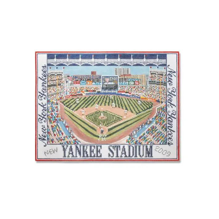 A painting of yankee stadium on a canvas.