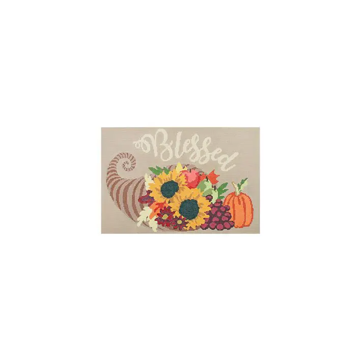 Thanksgiving card with sunflowers and acorns by Cecilia Ohm Eriksen.