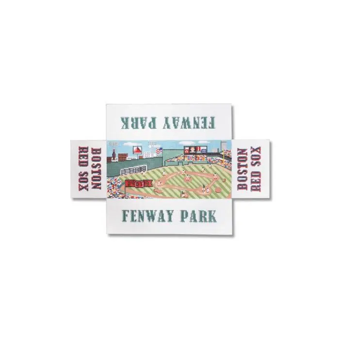 A picture of a fenway park with a baseball on it.