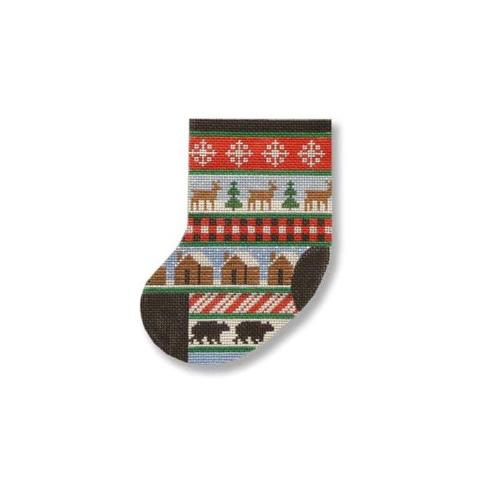 A christmas stocking with bears and snowflakes on it.