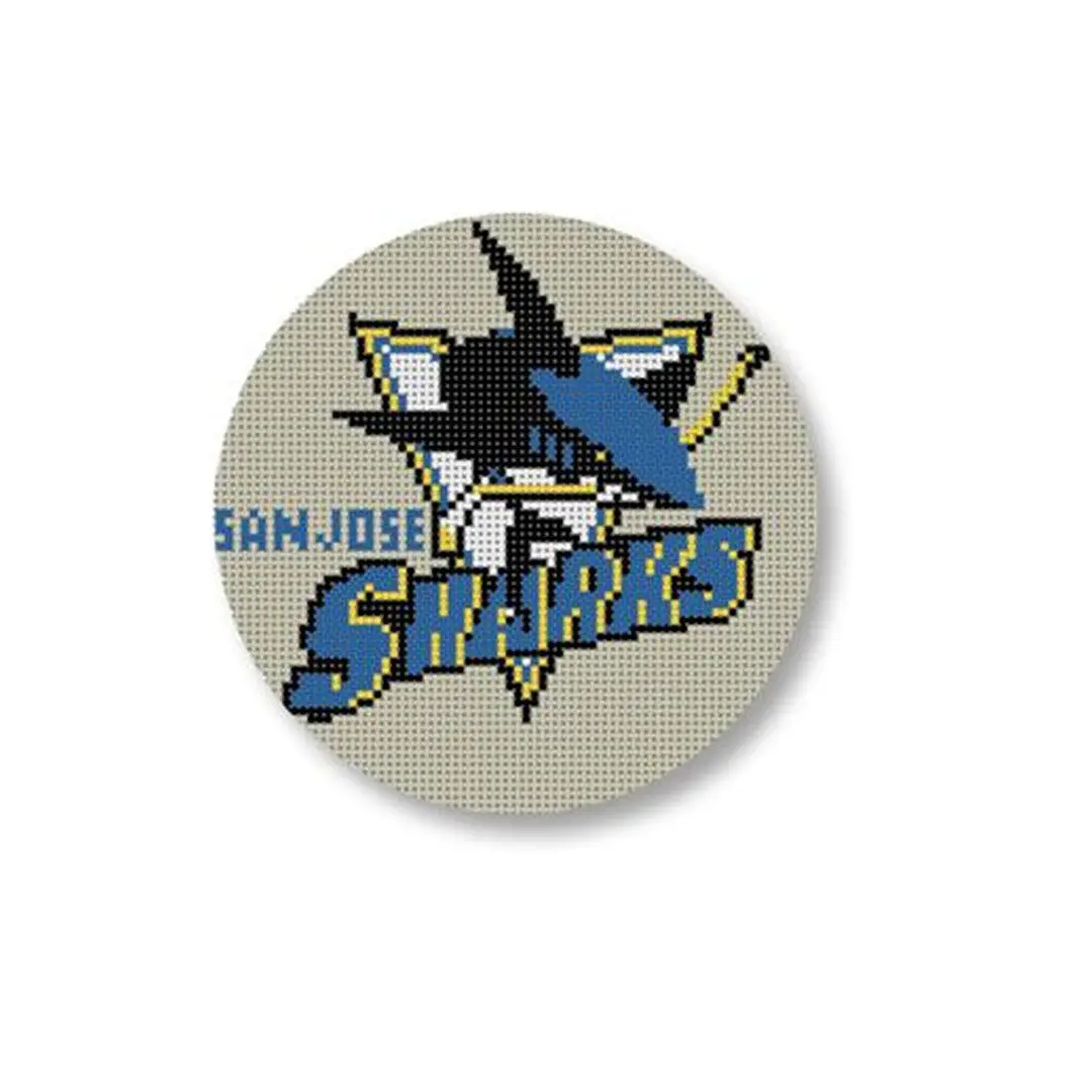 The San Jose Sharks logo is displayed on a round button.