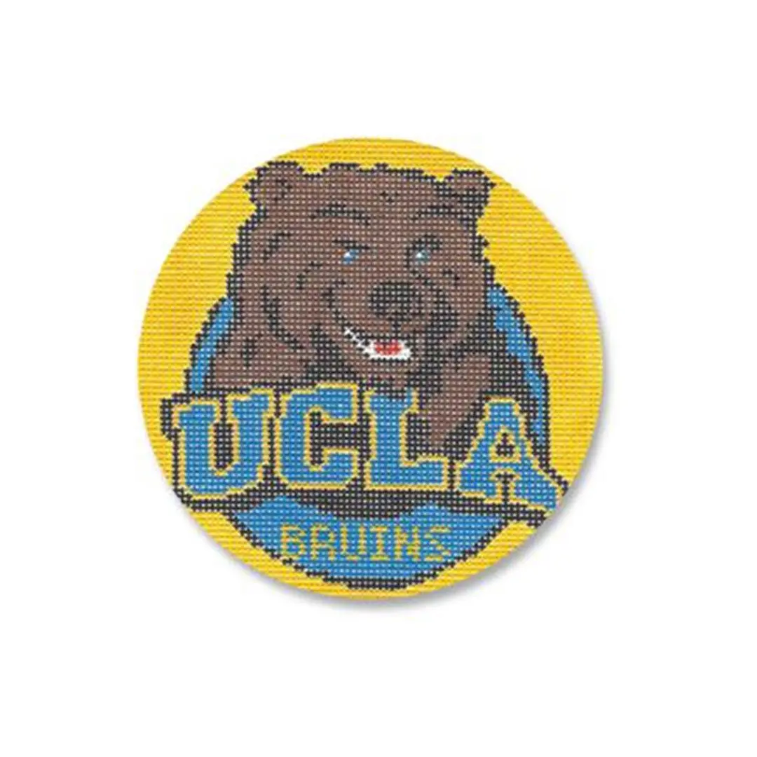 The UCLA Bruins logo is shown on a yellow and blue circle, featuring Cecilia.