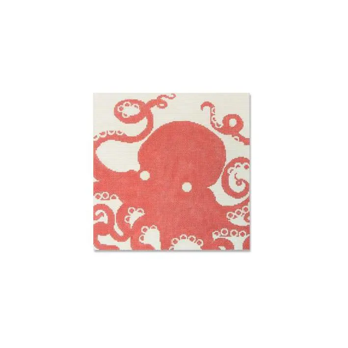 Cecilia, a white octopus, gracefully rests on a serene background.