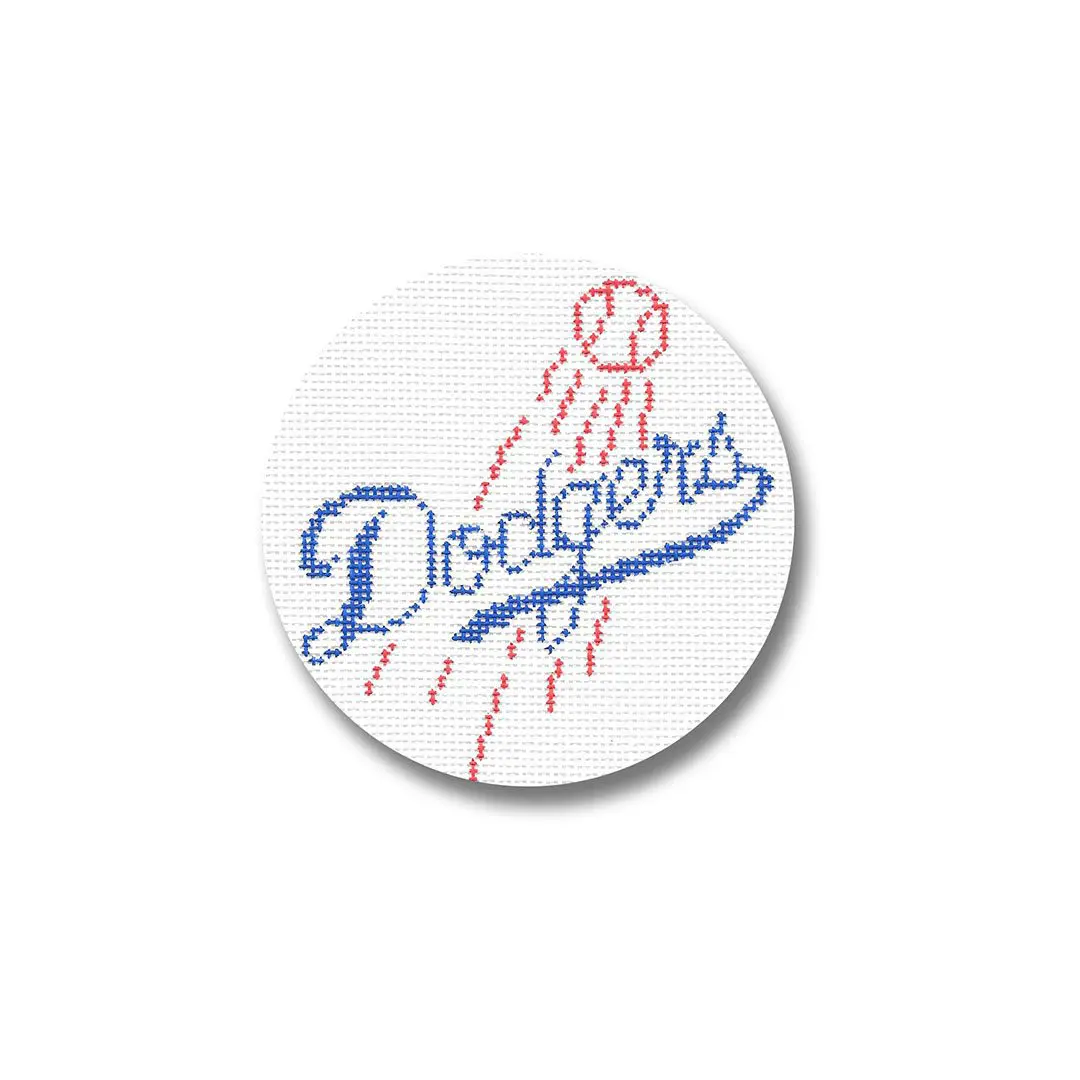 Cecilia Ohm Eriksen's Los Angeles Dodgers cross stitch kit.