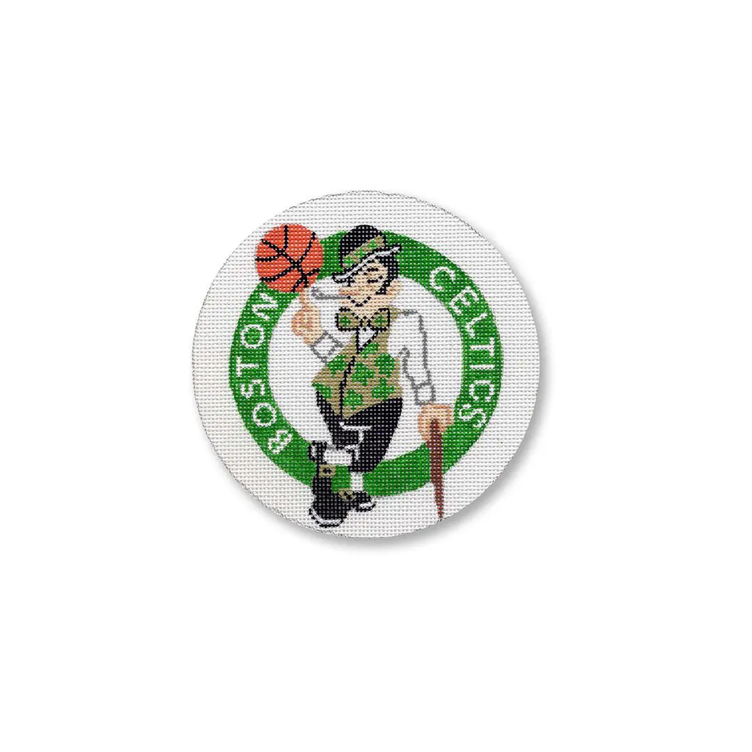 The Boston Celtics logo is shown on a white button.