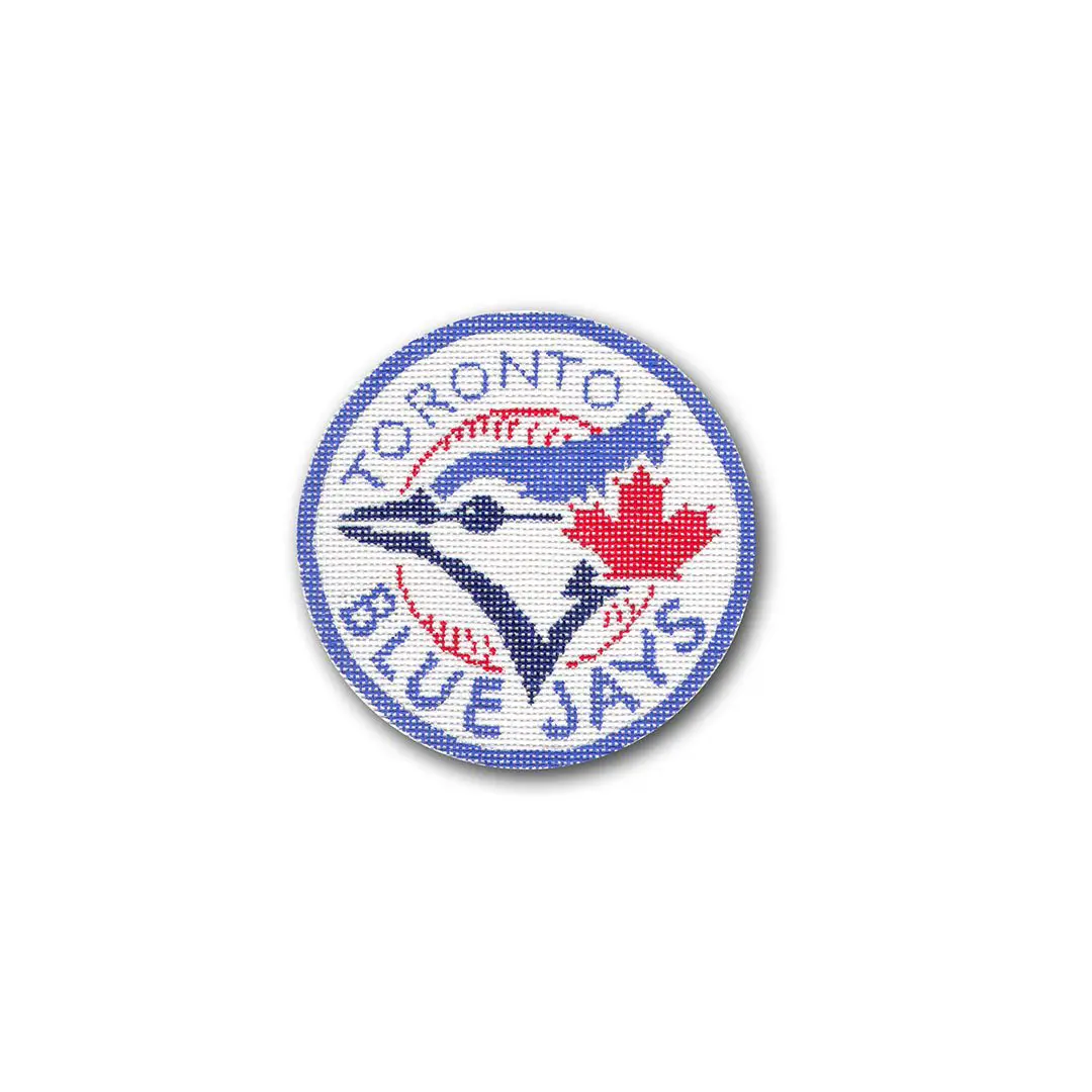 The Toronto Blue Jays logo, designed by Cecilia Ohm Eriksen, is displayed on a white background.