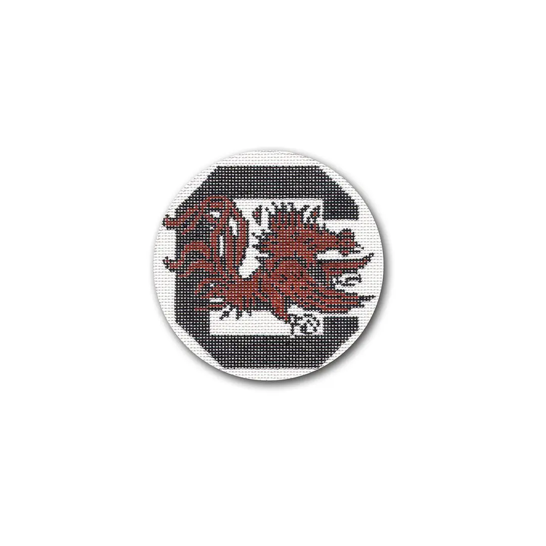 The logo of the South Carolina Tigers, designed by Cecilia Eriksen, is shown on a button.