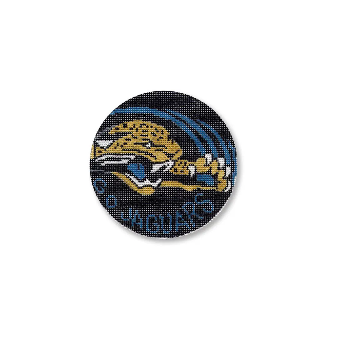 The Jacksonville Jaguars logo on a black button.