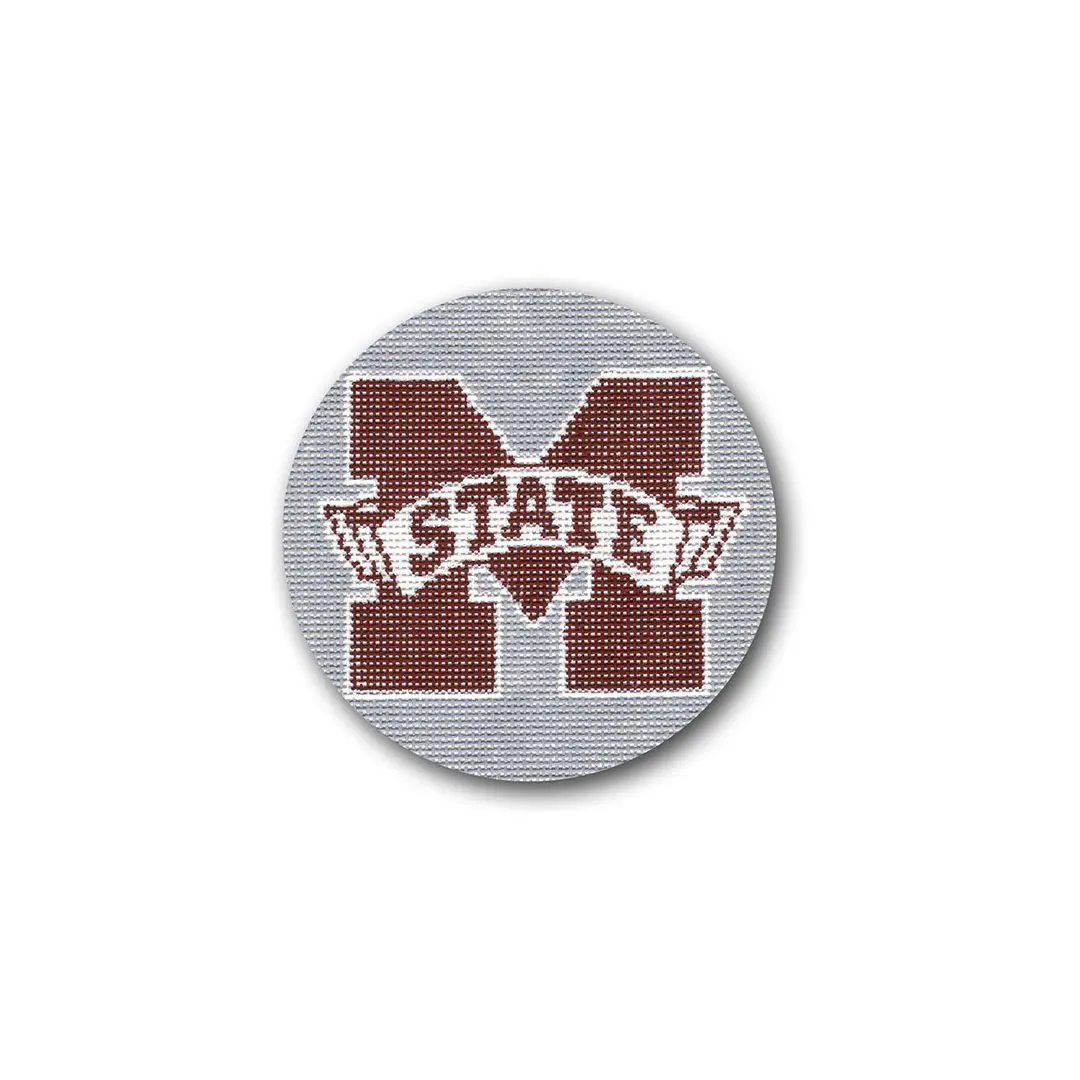 The Mississippi State University logo on a gray and maroon button featuring Cecilia Ohm Eriksen.