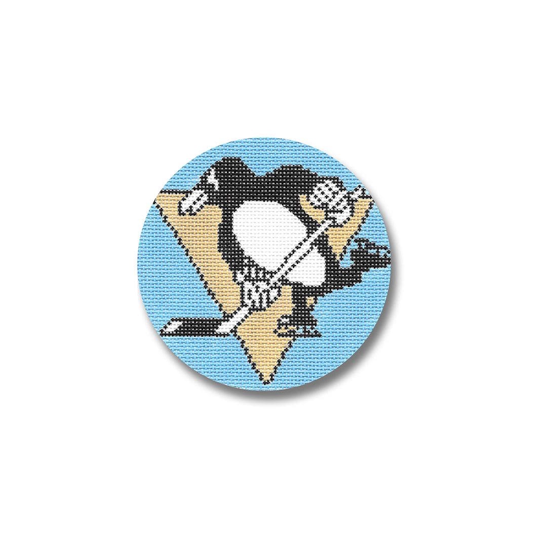 Pittsburgh Penguins cross stitch kit designed by Cecilia Ohm.