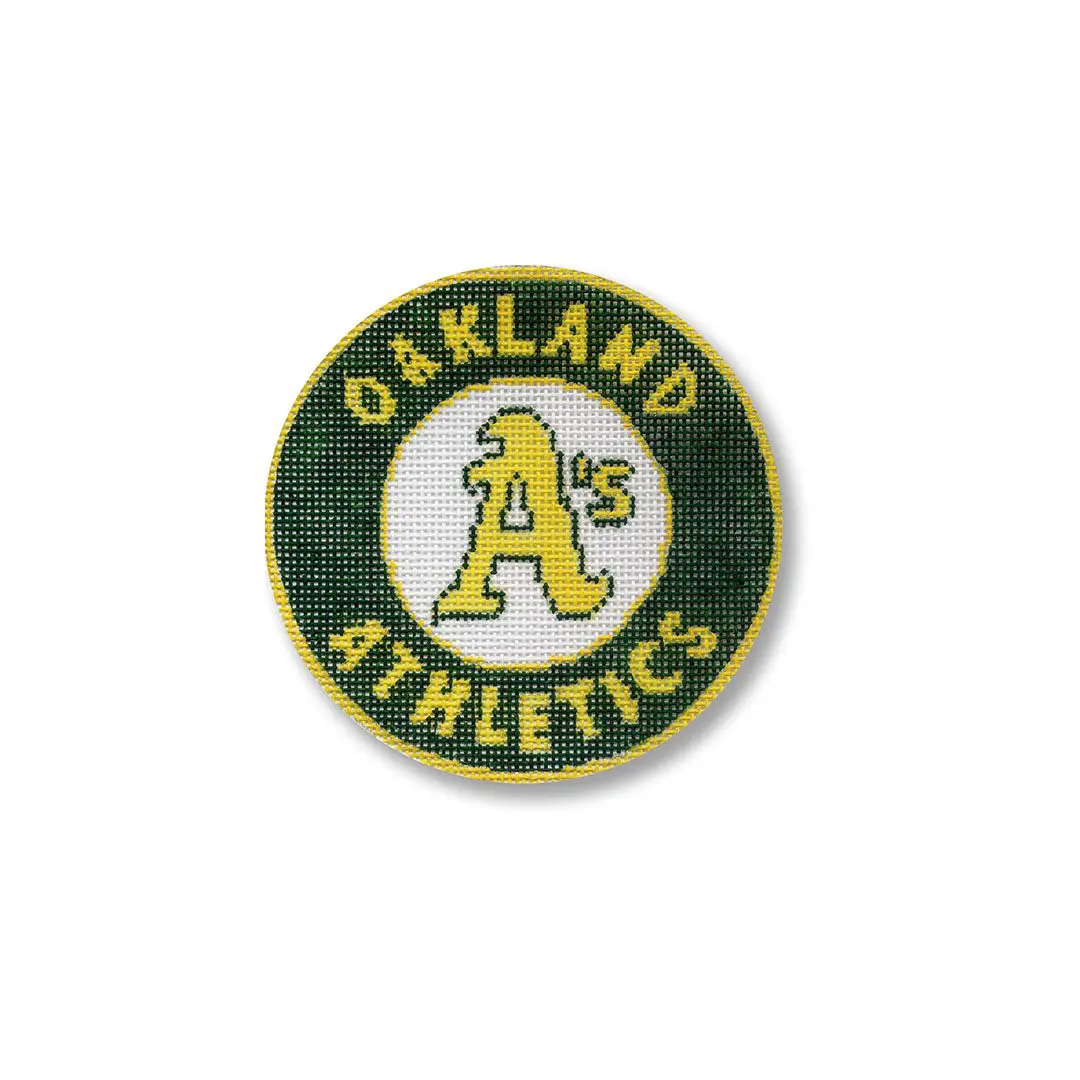 Cecilia Ohm Eriksen's Oakland Athletics cross stitch kit.