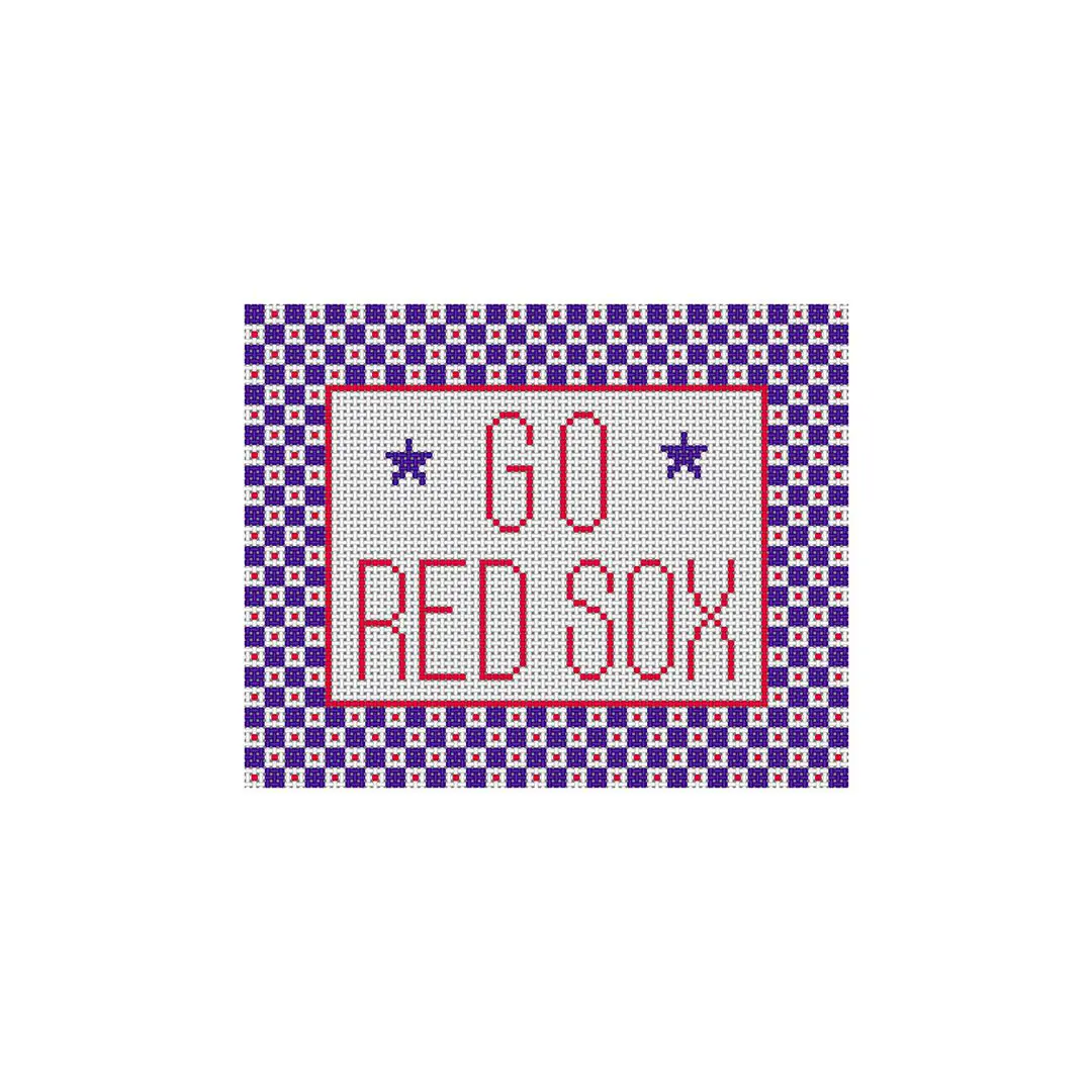 Cecilia Ohm Eriksen designed the Boston Red Sox cross stitch pattern.