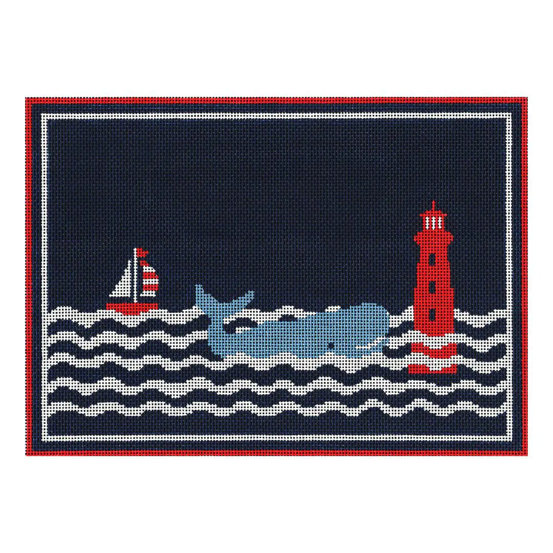 Cecilia Ohm Eriksen designed a rug featuring a whale and lighthouse.