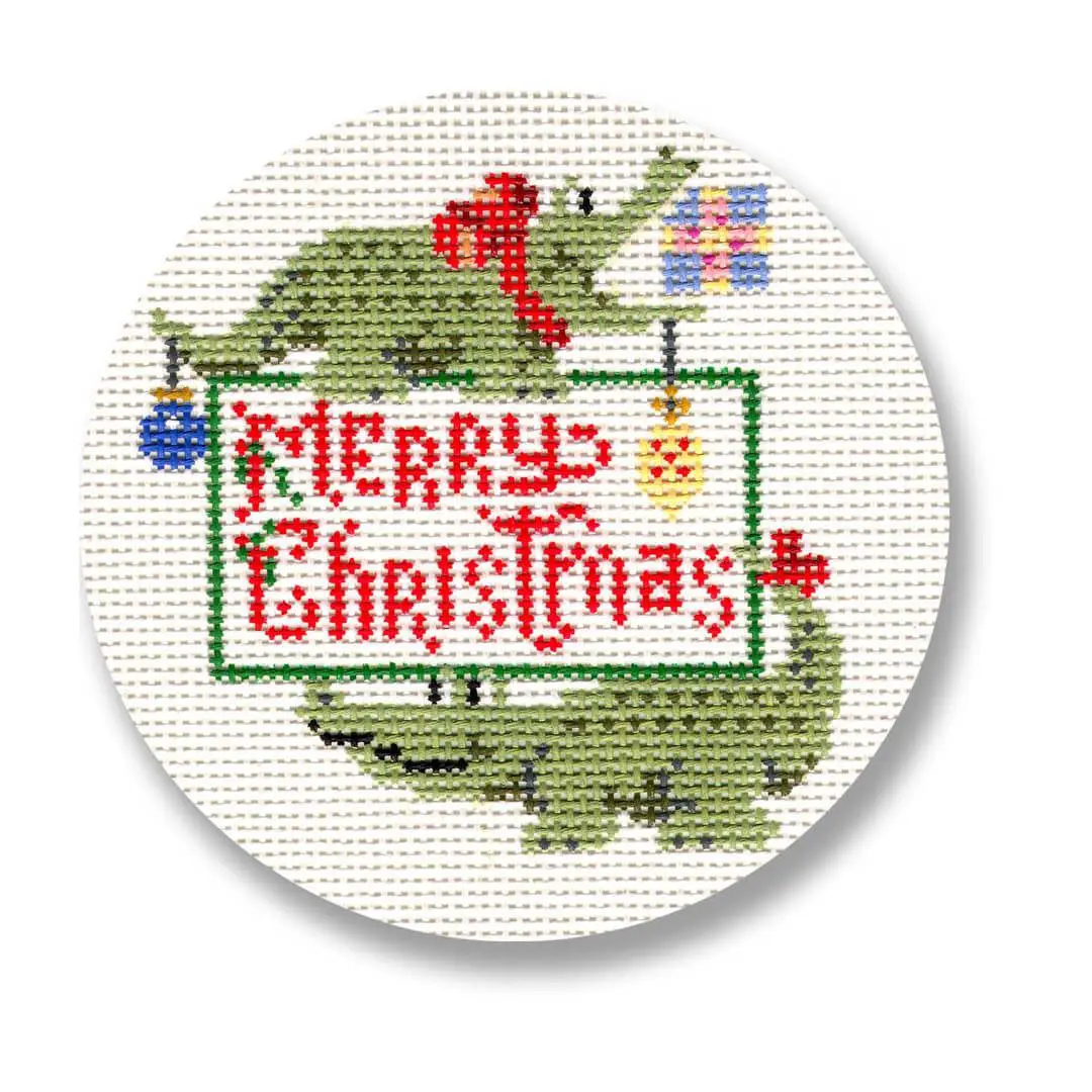 Cecilia Ohm Eriksen's Merry Christmas crocodile cross stitch kit.