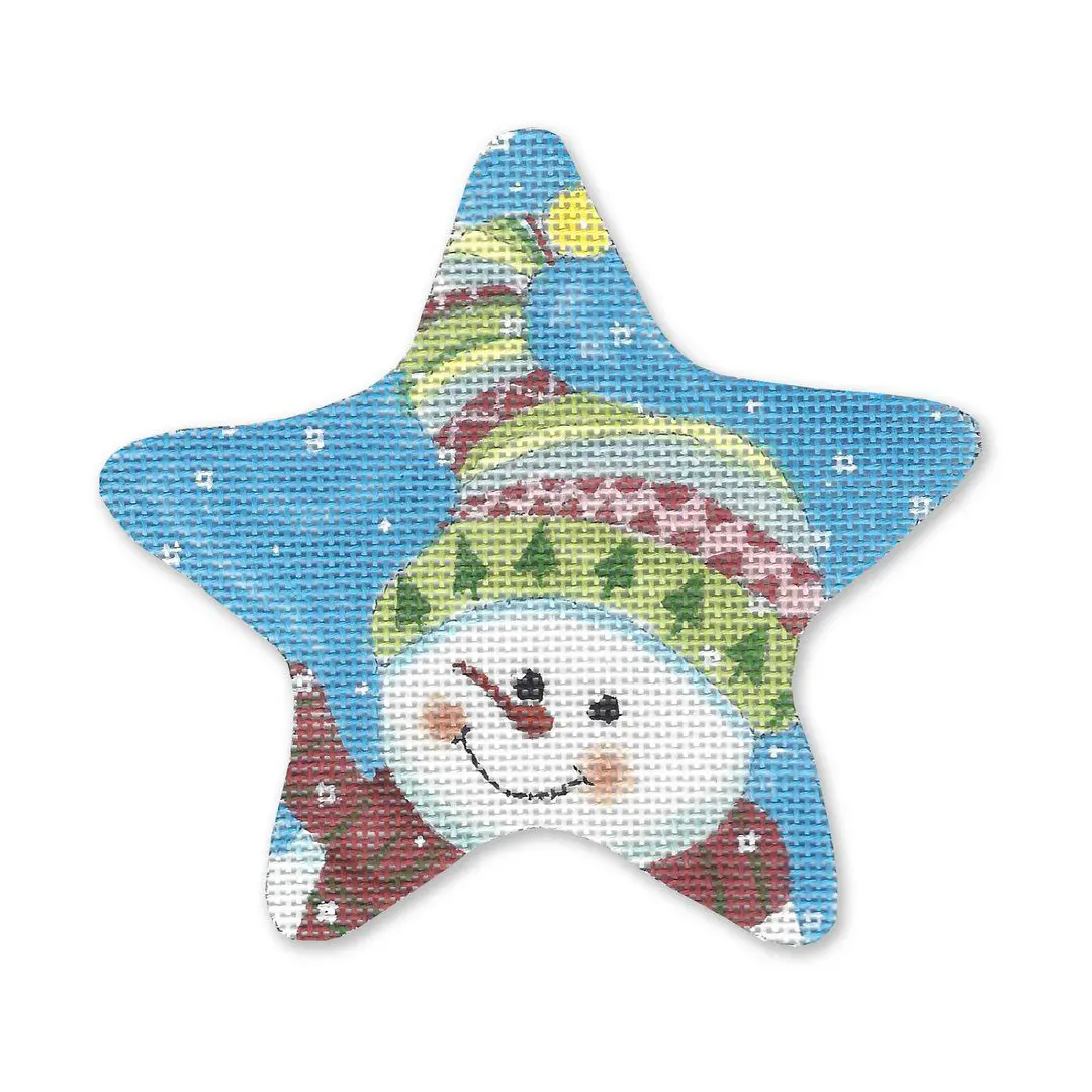 Cecilia is wearing a hat and scarf on a star shaped ornament.