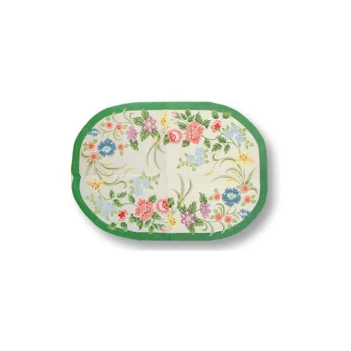 A white tray with a floral pattern by Cecilia Ohm.