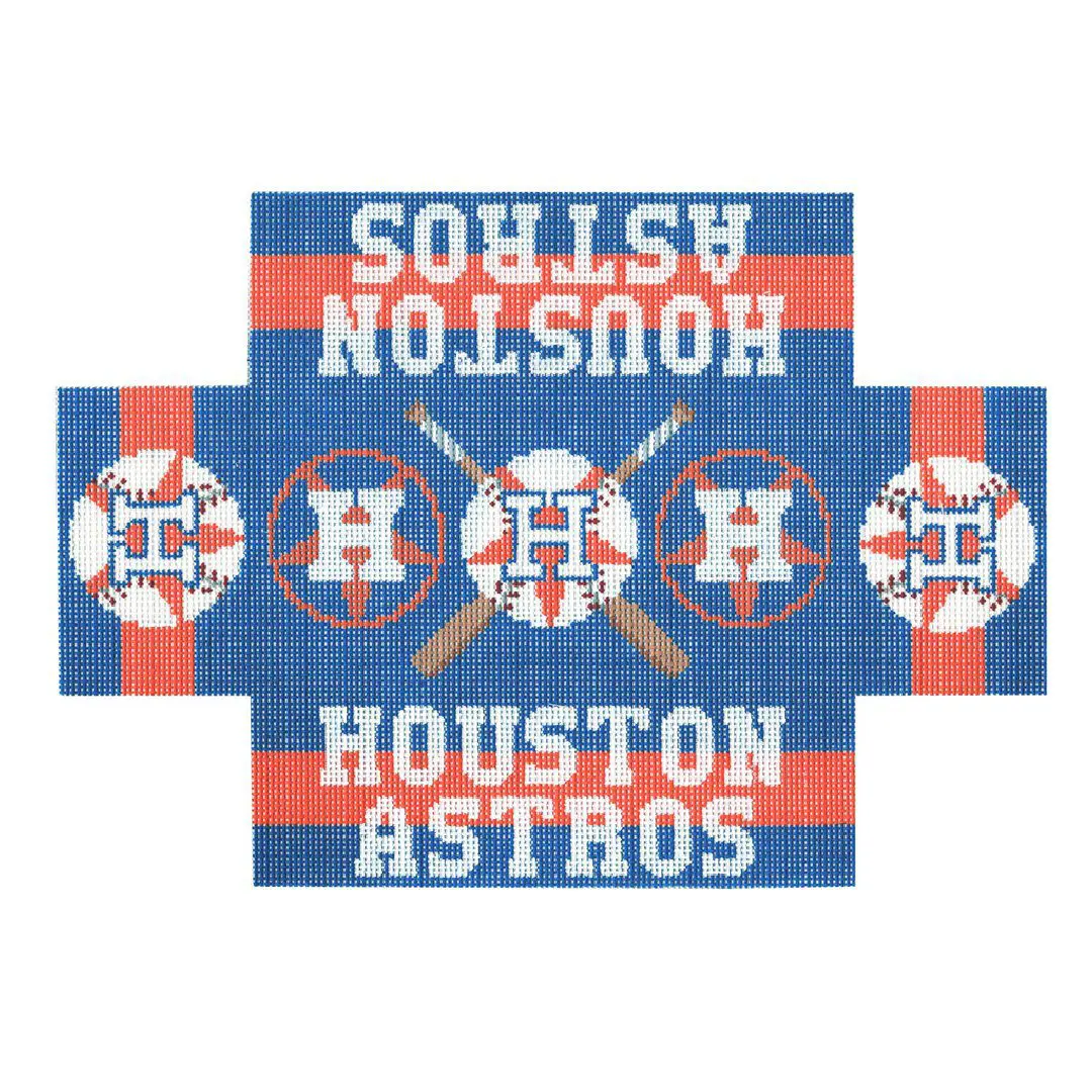 The Houston Astros logo on a blue rug.
