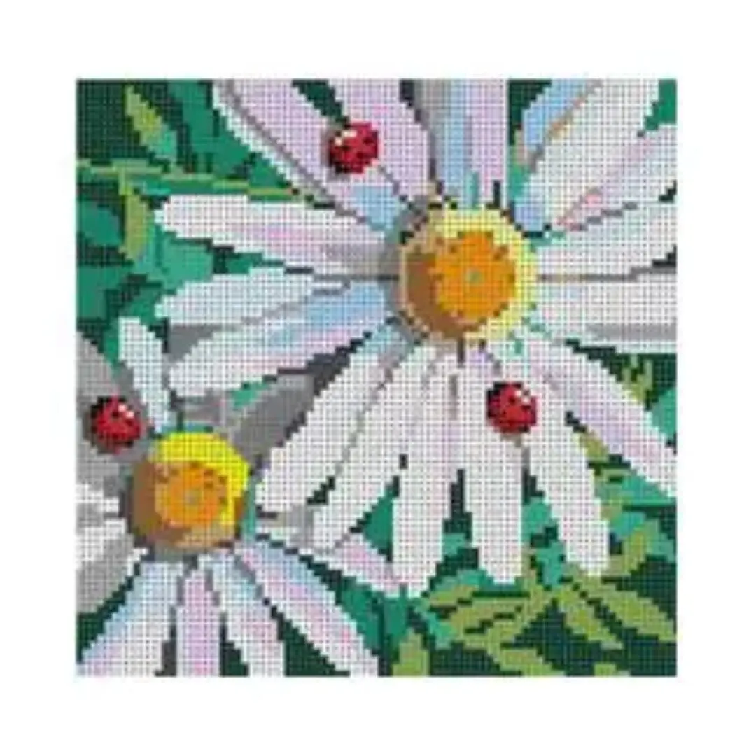 Cecilia Ohm Eriksen's daisies and ladybugs cross stitch kit.