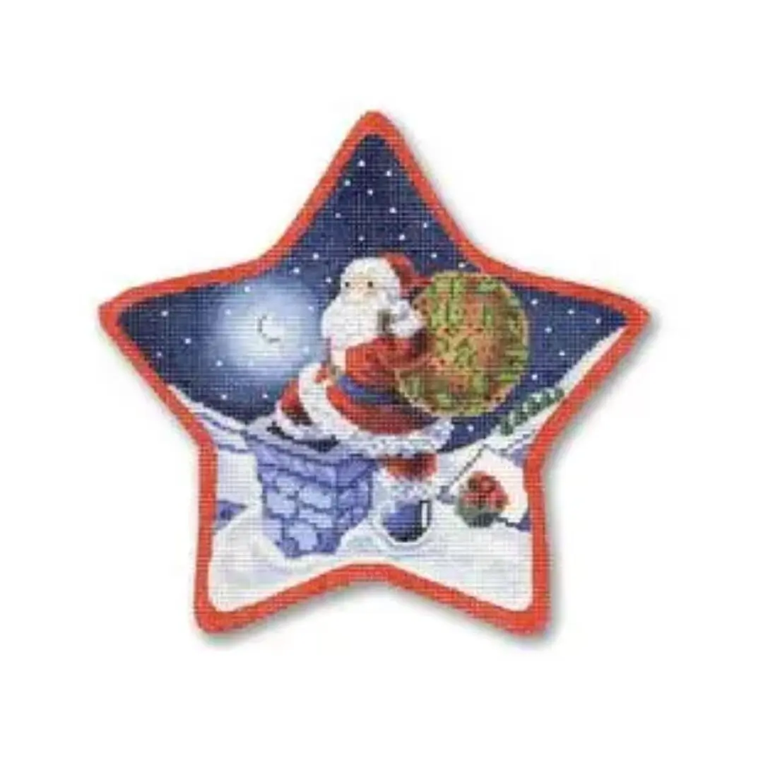 A star shaped patch with a Santa Claus and Cecilia Ohm or Eriksen on it.