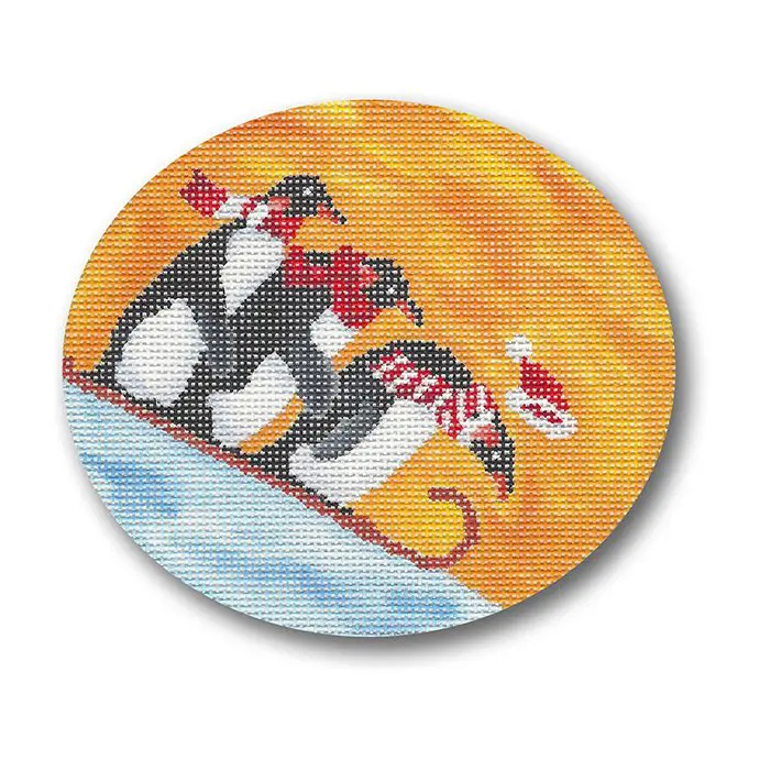 Penguins on a sled cross stitch kit.
