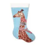 A christmas stocking with a giraffe on it.