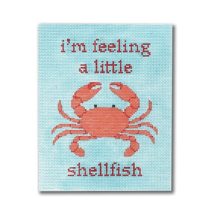 I'm feeling a little shellfish Cecilia cross stitch canvas.