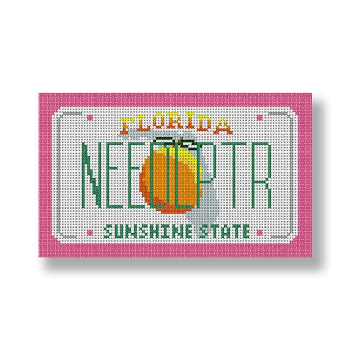 The florida neocort license plate is shown on a pink background featuring Cecilia Ohm Eriksen.