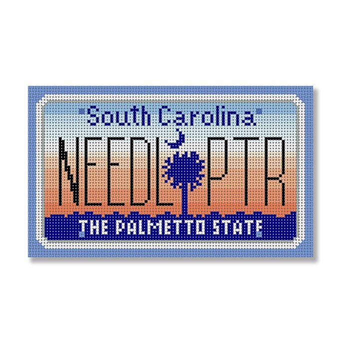 Cecilia Ohm Eriksen's South Carolina needlepr palmetto state license plate.
