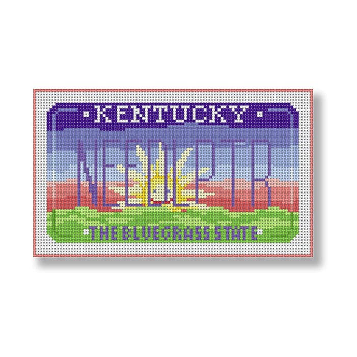 Cecilia Ohm Eriksen-designed Kentucky license plate cross stitch pattern.