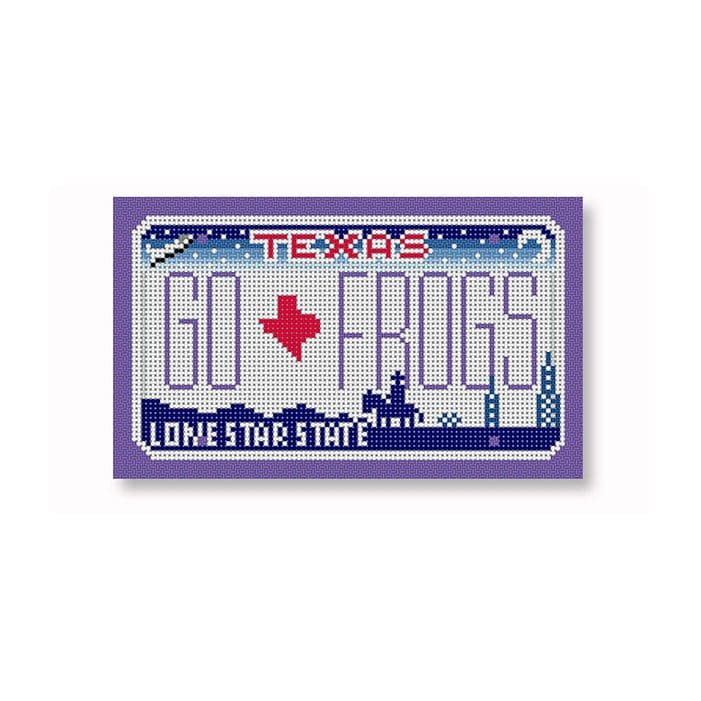 Texas go frogs license plate frame featuring Cecilia Ohm.