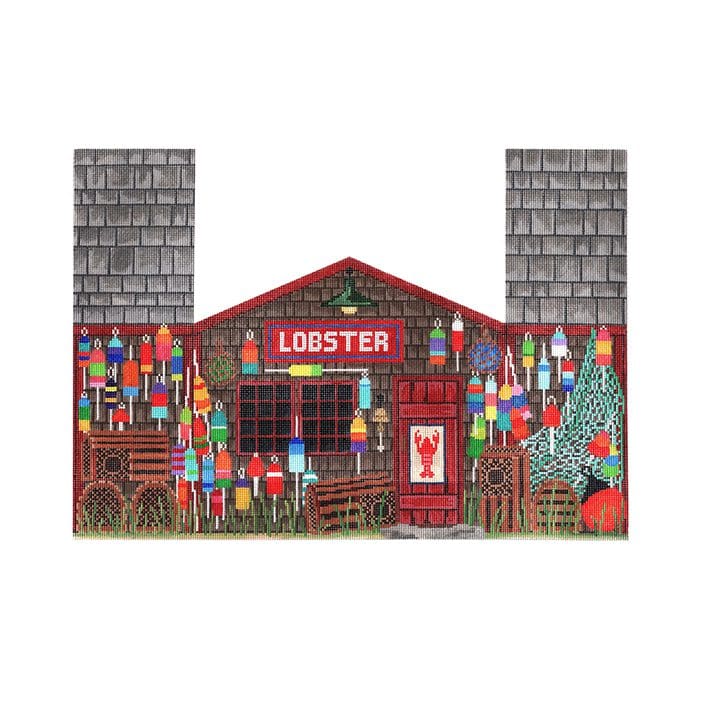 Cecilia Ohm Eriksen's painting showcases a picturesque lobster shop, complete with a sign.