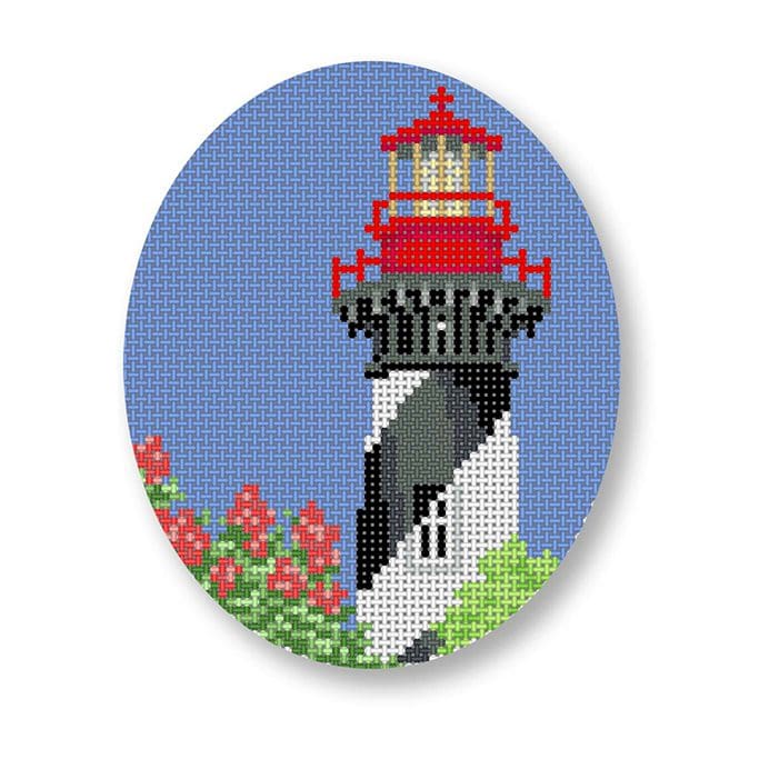 Cecilia Ohm Eriksen created a beautiful cross stitch picture of a lighthouse.