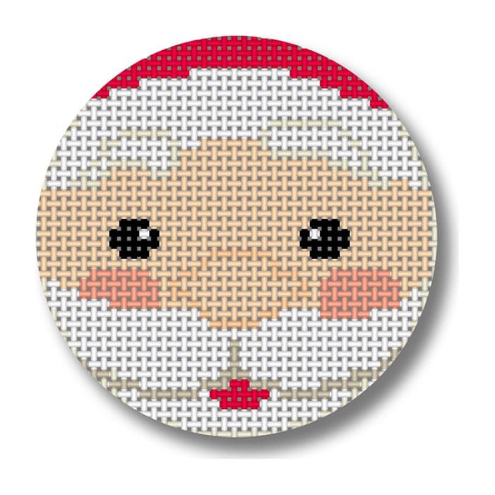 A cross stitch pattern of a santa face designed by Cecilia Ohm Eriksen.