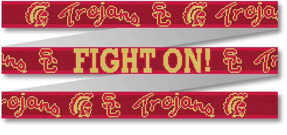 A red and gold ribbon with the words fight on.