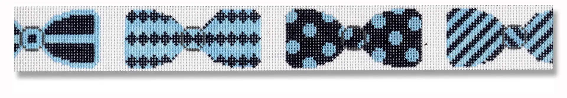 A blue and black ribbon with a pattern on it.