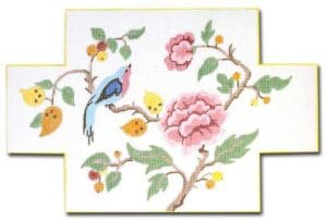 A cross stitch pattern with a bird on a branch.