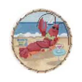 A lobster is laying on the beach in a circle.