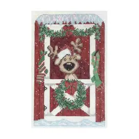 Reindeer in the barn cross stitch pattern.