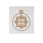 A cross stitched ornament on a white background.