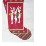A christmas stocking with deers on it.