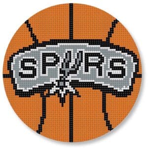 Spurs logo on stitched basketball background
