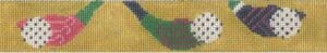 Needlepoint tulip border on mustard background
