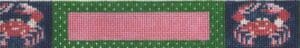 Embroidered strip with pink center and green border